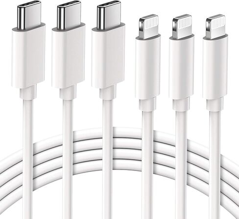 Quntis USB C to Lightning Cable 3 Pack 6FT MFi Certified iPhone Fast Charger Cord Type C to Lightning Cable Charging Wire for iPhone 14 13 12 11 Pro Max X XS XR 8 7 6 Plus iPad AirPods Pro, White in Kuwait