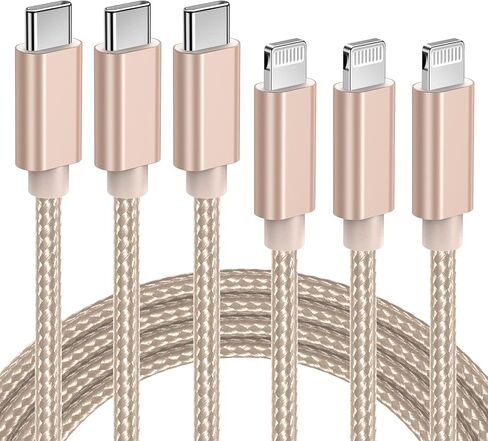 Quntis USB C to Lightning Cable, 3 Pack 6FT MFi Certified iPhone 14 Fast Charger Cord, Type C iPhone Rapid Charging Cable for iPhone 14 13 12 11 Pro Max Xs Max XR X 8 Plus 8 iPad Pro, Black in Kuwait