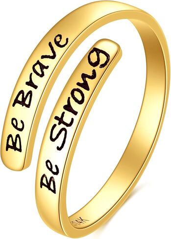 KECHO 14K Real Gold I am Enough Ring Inspirational Adjustable Open Ring Solid Gold Jewelry Gifts for Women Men in Kuwait