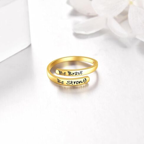 KECHO 14K Real Gold I am Enough Ring Inspirational Adjustable Open Ring Solid Gold Jewelry Gifts for Women Men in Kuwait