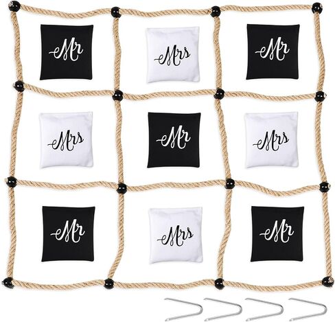 3 x 3 ft Wedding Tic Tac Toe Game for Reception Instant Setup No Assembly Tic Tac Toe Outdoor Game Bean Bag Toss with Rope Yard Backyard Lawn Games for Wedding in Kuwait