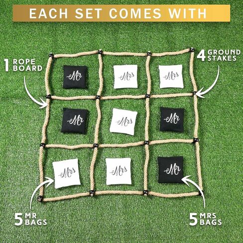 3 x 3 ft Wedding Tic Tac Toe Game for Reception Instant Setup No Assembly Tic Tac Toe Outdoor Game Bean Bag Toss with Rope Yard Backyard Lawn Games for Wedding in Kuwait