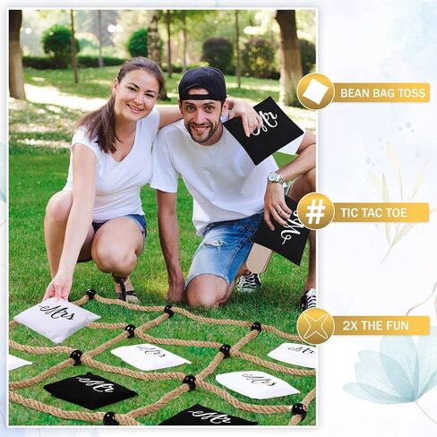 3 x 3 ft Wedding Tic Tac Toe Game for Reception Instant Setup No Assembly Tic Tac Toe Outdoor Game Bean Bag Toss with Rope Yard Backyard Lawn Games for Wedding in Kuwait