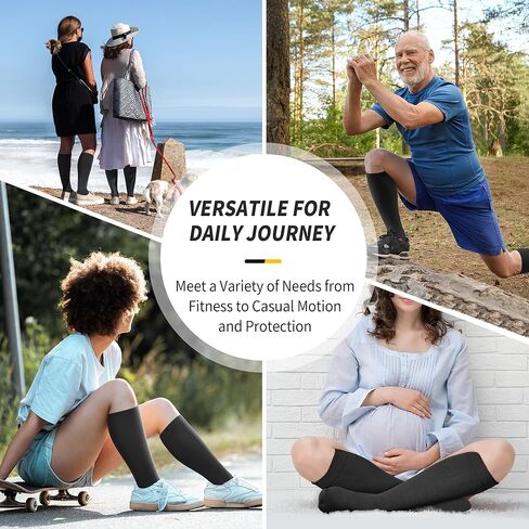 جوارب ضاغطة من كامبيفو للنساء والرجال - زوجان من جوارب دعم الركبة 15-20 مم زئبق للممرضات والجري والسفر in Kuwait