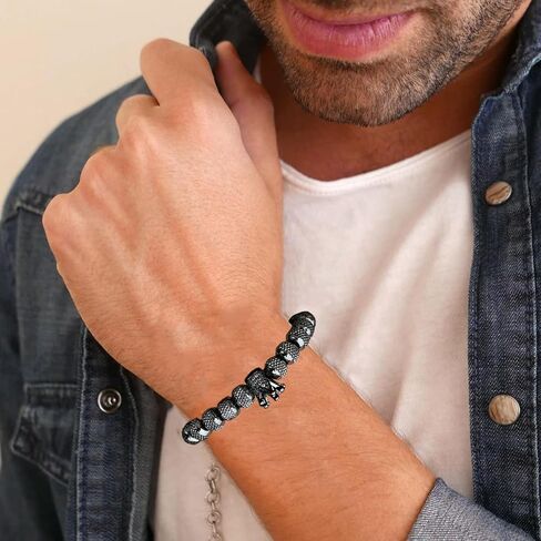 To My Man - Straighten Your Crown Bracelet Gift Set, To My Man Bracelet Adjustable Bead Stainless steel Crown Bracelets Boyfriend Anniversary Birthday Christmas Fathers Gifts for Men in Kuwait