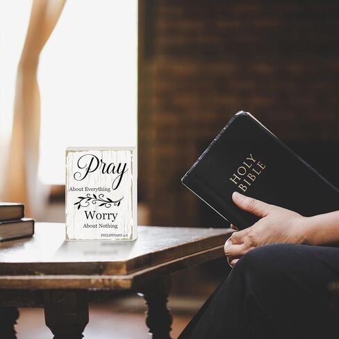 6 قطع من اللافتات الخشبية الصغيرة بعبارة «Be Still and Know Religious»، لافتة خشبية مصغرة ملهمة، لافتة زخرفية ريفية بتصميم مسيحي ابيض مسيحي لديكور المنزل in Saudi Arabia