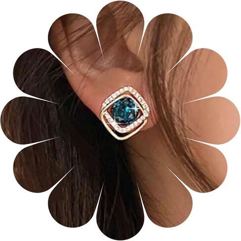 Vintage Crystal Onyx Earrings Rhinestone Square Stud Earrings Black Onyx Square Earrings Square Geometric Earrings Jewelry for Women and Girls (Black) in Saudi Arabia