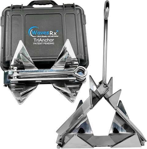 TriAnchor - Stainless Steel Folding PWC & Boat Anchor Kit | Sets Instantly for Effortless Boat & Jet Ski Anchoring | Compact Patent-Pending Design Grips Better Than Plow, Fluke or Box Anchor in Saudi Arabia