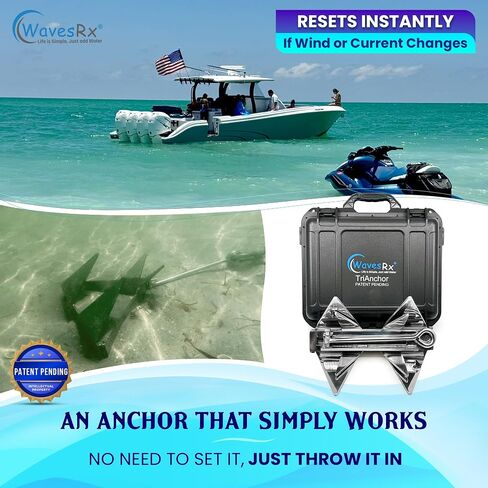 TriAnchor - Stainless Steel Folding PWC & Boat Anchor Kit | Sets Instantly for Effortless Boat & Jet Ski Anchoring | Compact Patent-Pending Design Grips Better Than Plow, Fluke or Box Anchor in Saudi Arabia