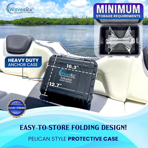 TriAnchor - Stainless Steel Folding PWC & Boat Anchor Kit | Sets Instantly for Effortless Boat & Jet Ski Anchoring | Compact Patent-Pending Design Grips Better Than Plow, Fluke or Box Anchor in Saudi Arabia