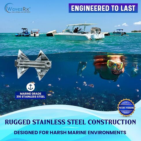 TriAnchor - Stainless Steel Folding PWC & Boat Anchor Kit | Sets Instantly for Effortless Boat & Jet Ski Anchoring | Compact Patent-Pending Design Grips Better Than Plow, Fluke or Box Anchor in Saudi Arabia