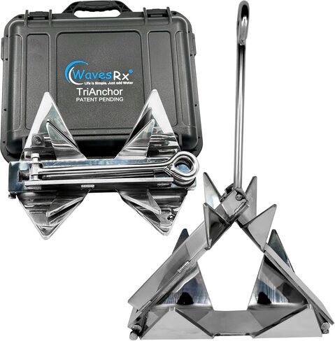 TriAnchor - Stainless Steel Folding PWC & Boat Anchor Kit | Sets Instantly for Effortless Boat & Jet Ski Anchoring | Compact Patent-Pending Design Grips Better Than Plow, Fluke or Box Anchor in Saudi Arabia