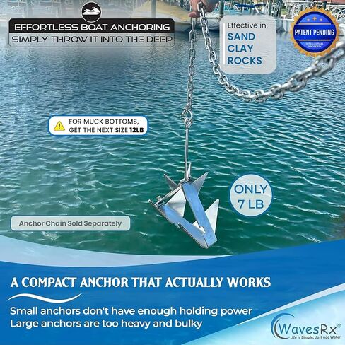 TriAnchor - Stainless Steel Folding PWC & Boat Anchor Kit | Sets Instantly for Effortless Boat & Jet Ski Anchoring | Compact Patent-Pending Design Grips Better Than Plow, Fluke or Box Anchor in Saudi Arabia