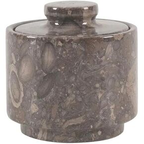 3" x 3" marble salt celler with lid 3.5oz, herb pot & candy bowl for modern kitchen countertop, trinket jewelry dish decorative container (Black)