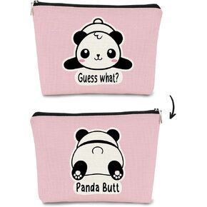 Cute Baby Panda Guess What It's Pug Butt Makeup Bag,Funny Cartoon Cute Panda Cosmetic Bag Best Gift Idea for Panda Loves,Birthday Christmas for Girls Women, Makeup Case for Teen Girls Daughter