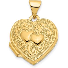 IceCarats 14K Yellow Gold Double Heart Love Personalized Photo Locket Necklace Charm Pendant