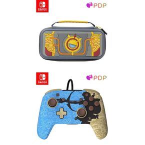 PDP Legend of Zelda Tears of the Kingdom Purah Pad 3D Travel Case Rematch Enhanced Wireless Nintendo Switch Pro Controller with Rechargeable Battery, Link Hero (Glow in The Dark)