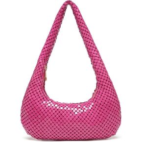 Afashor Womens Metallic Evening Bag Cute Hobo Handbag Fashion Shiny Moon-shaped Shoulder Purse