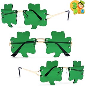 JOYIN 3 PCS St. Patricks Day Shamrock Glasses Metal Frame, St Patricks Dress Up Accessories, Irish Day Costume Party Favor Supply