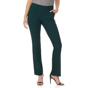 Rekucci Women's Ease into Comfort Classic Bootcut Pant w/Tummy Control (16, Black/White/Rose Tartan)