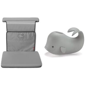 Skip Hop Baby Bath All-in-One Elbow Saver and Kneeler, Moby, Grey