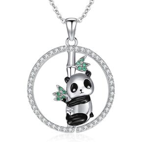 Sterling Silver Panda Necklace Jewelry for Women,Birthday Graduationg Gift for Panda Lover