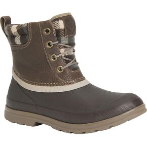 Muck Originals Duck Lace Pull On Leather Waterproof Ankle Women's, Walnut/Brown, 8