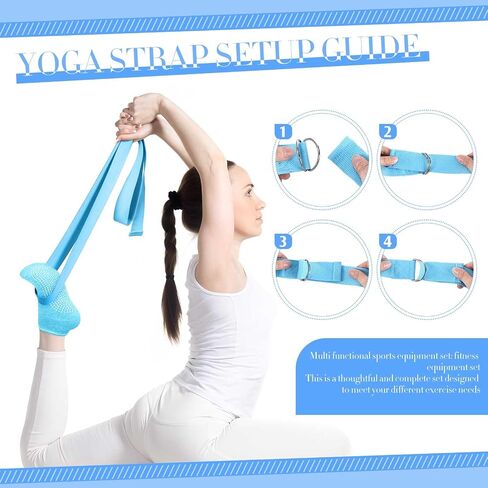 Poen 14 Pcs Pilates Ring and Ball Set for Women Pilates Ring Circle Ball with Stretching Strap 8 Resistance Bands Non Slip Socks Gym Back Bags Exercise Equipment for Workout in Kuwait