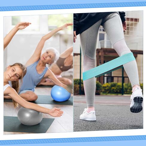 Poen 14 Pcs Pilates Ring and Ball Set for Women Pilates Ring Circle Ball with Stretching Strap 8 Resistance Bands Non Slip Socks Gym Back Bags Exercise Equipment for Workout in Kuwait