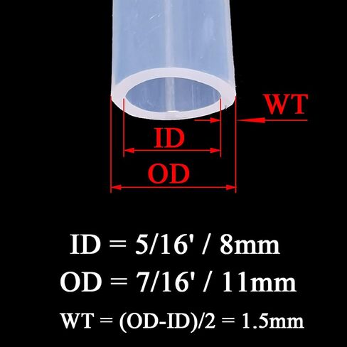 Silicone Tubing 11/32'(9mm) ID x 1/2'(12mm) OD 10ft(3m) Length Silicone Rubber Tube Air Hose for Gas Liquid Pump Transfer Clear in Kuwait