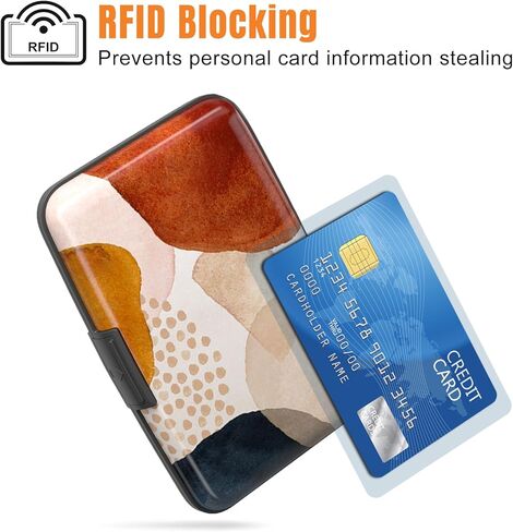 Rimilak Aluminuml Credit Card Holder, Mini Credit Card Wallet RFID Blocking Slim Metal Hard Case for Women Men, Modern Art in Kuwait