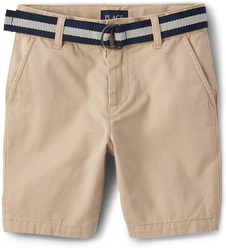 The Children's Place Boys' Stretch Chino Shorts, White, 4,boys,Belted Chino Shorts,Simply White,4 in Kuwait