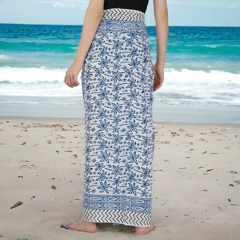 تنورة ملفوفة من القطن بنسبة 100% من Sarong Beach Pareo - تنورة ملفوفة مثالية للصيف لتغطية ملابس السباحة في الصيف in Saudi Arabia