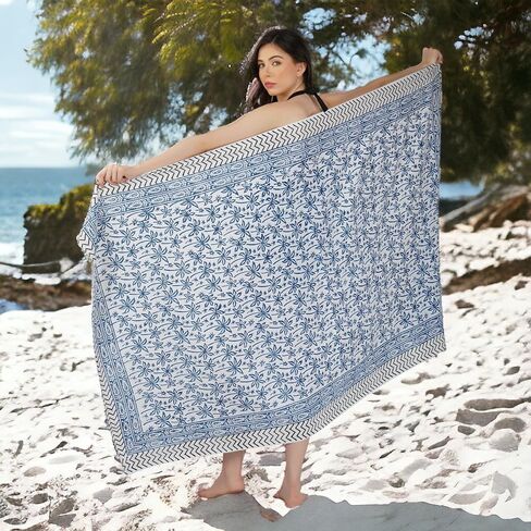 تنورة ملفوفة من القطن بنسبة 100% من Sarong Beach Pareo - تنورة ملفوفة مثالية للصيف لتغطية ملابس السباحة في الصيف in Saudi Arabia