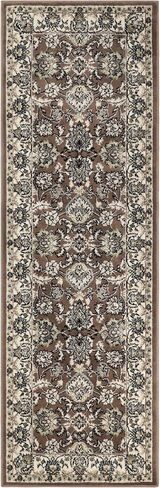 Superior Indoor Area Rug, with Jute Backing, Chic Bordered Floor Decor for Living Room, Bedroom, Office, Entryway, Kitchen, Dining, Floral Design, Lille Collection, 5' x 8', Brown-Salmon in Saudi Arabia