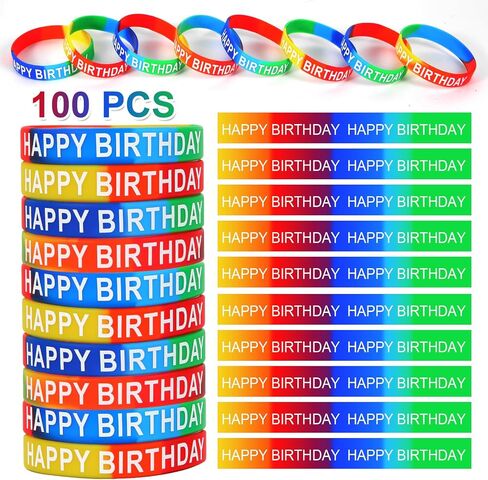 500 Pieces Happy Birthday Gifts Set:100 Pcs Happy Birthday Rubber Bracelets,100 Pcs Happy Birthday Pencils,100 Pcs Happy Birthday Bookmarks and 200 Pcs Happy Birthday Badge Stickers (Style--2) in Saudi Arabia