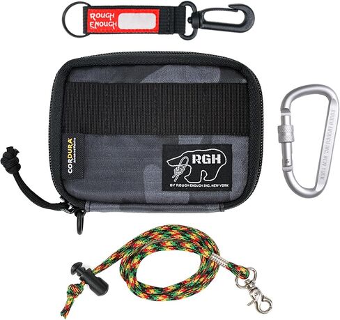 Rough Enough Card Holder Wallet for Men Teen Boys with Zipper Neck Lanyard Coin Purse Keychain Khaki Camo Cordura in Saudi Arabia