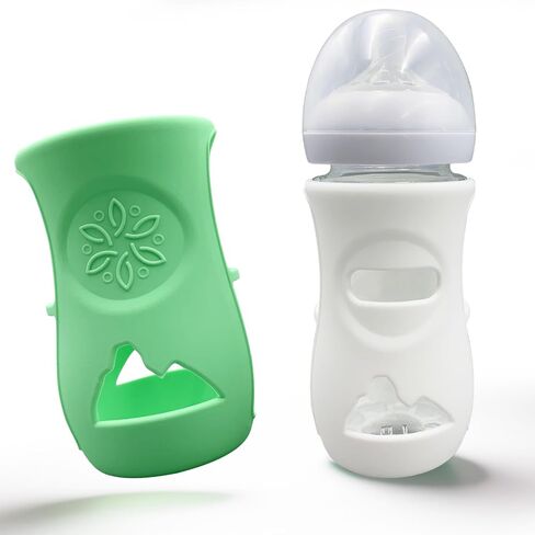 2 Pack 100% Silicone Sleeves for Avent Natural Glass Baby Bottles, Anti Breakage Baby Bottle Holder, Compatible Philips Avent Glass Natural Baby Bottle 8 oz, BPA Free (Pink-Purple) in Saudi Arabia