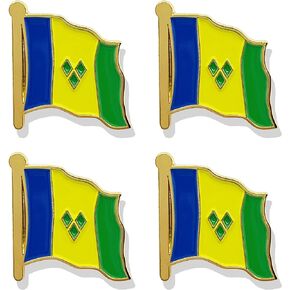 4 Pack Saint Vincent and the Grenadines Flag Lapel Pin - Saint Vincent and the Grenadines Flags Pins Lapel Hat Backpacks Suit Decoration & Men Women Waving Patriotic Enamel Metal Badge Souvenir