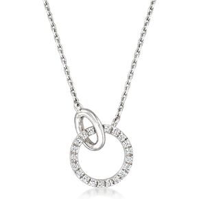 RS Pure by Ross-Simons 0.10 ct. t.w. Diamond Interlocking-Circle Necklace in Sterling Silver. 16 inches