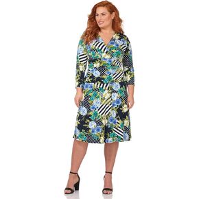 Rekucci Curvy Fit Plus Size Women's Slimming 3/4 Sleeve Tummy Control Dress