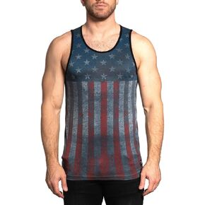 Affliction Mens Premium American Flag Tank Top. Mens Summer Patriotic Tank Top Clothing Tank Men Red White & Blue