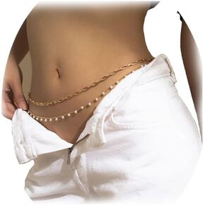 Gold Waist Chain Jewelry for Women Layered Metal Belly Chain Jewelry Adjustable Sexy Waist Chain Body Jewelry Accessories for Girls