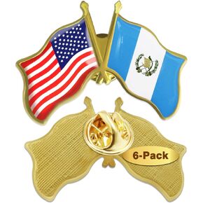 6/ Pack-American Guatemala Friendship Flag Pins Bulk -1.5" Metal Patriotic United States of America USA Guatemalan Lapel Pins Badge Souvenir