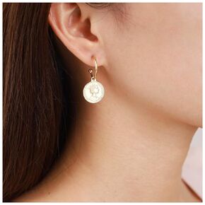 Iaceble Vintage Medallion Coin Hoop Earrings Disc Coin Dangle Earrings Gold Disc Huggie Earrings Boho Portrait Coin Earrings Jewelry for Women and Girls