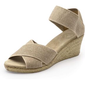 Cannon Criss-Cross Espadrille Wedge Sandal - Linen - Size 8 - by Charleston Shoe Co.