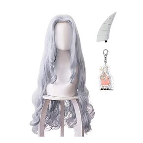 TLSD Eri Wig Horn Clip with Cosplay Keychain, Eri Costume Long Hair for Halloween Party Cosplay Costume Accessories