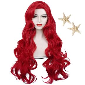 Brown Beehive Wigs for Women, Auburn Vintage Bouffant Wig, Long Copper Curly Victorian Fembot Wig, 50s 60s 70s Wigs for Women for Halloween Costume Party + Wig Cap