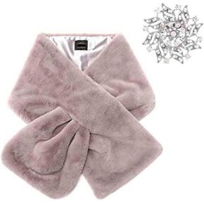 وشاح Yfe للسيدات من الفرو الصناعي طويل من الفرو لحفلات الزفاف من دون أكمام من فرو الزفاف للعرائس ووصيفة العروس in Kuwait