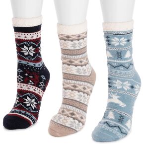 MUK LUKS Womens 3pk 2 Layer Ankle Sock Women's 3 Pair Pack 2 Layer Ankle Socks